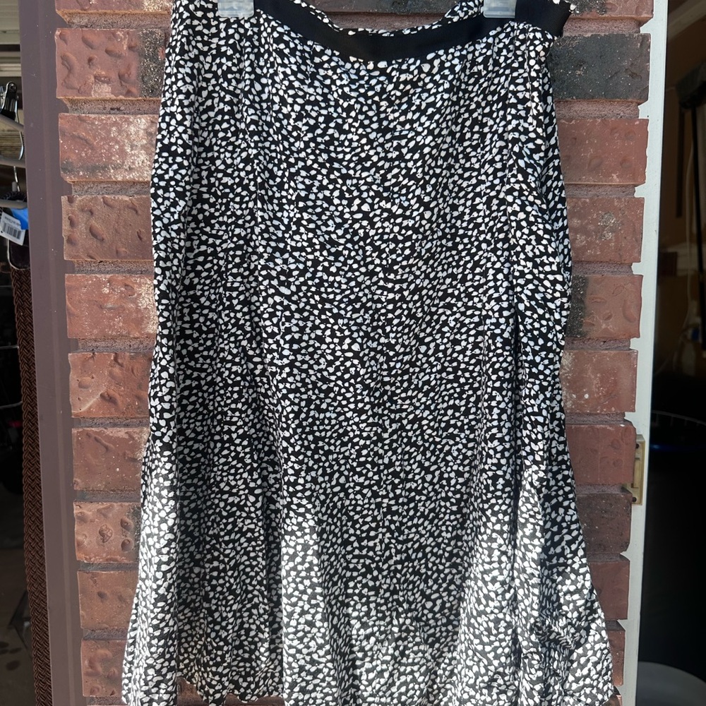 Christopher & Banks Black and White Printed A-Line Skirt
